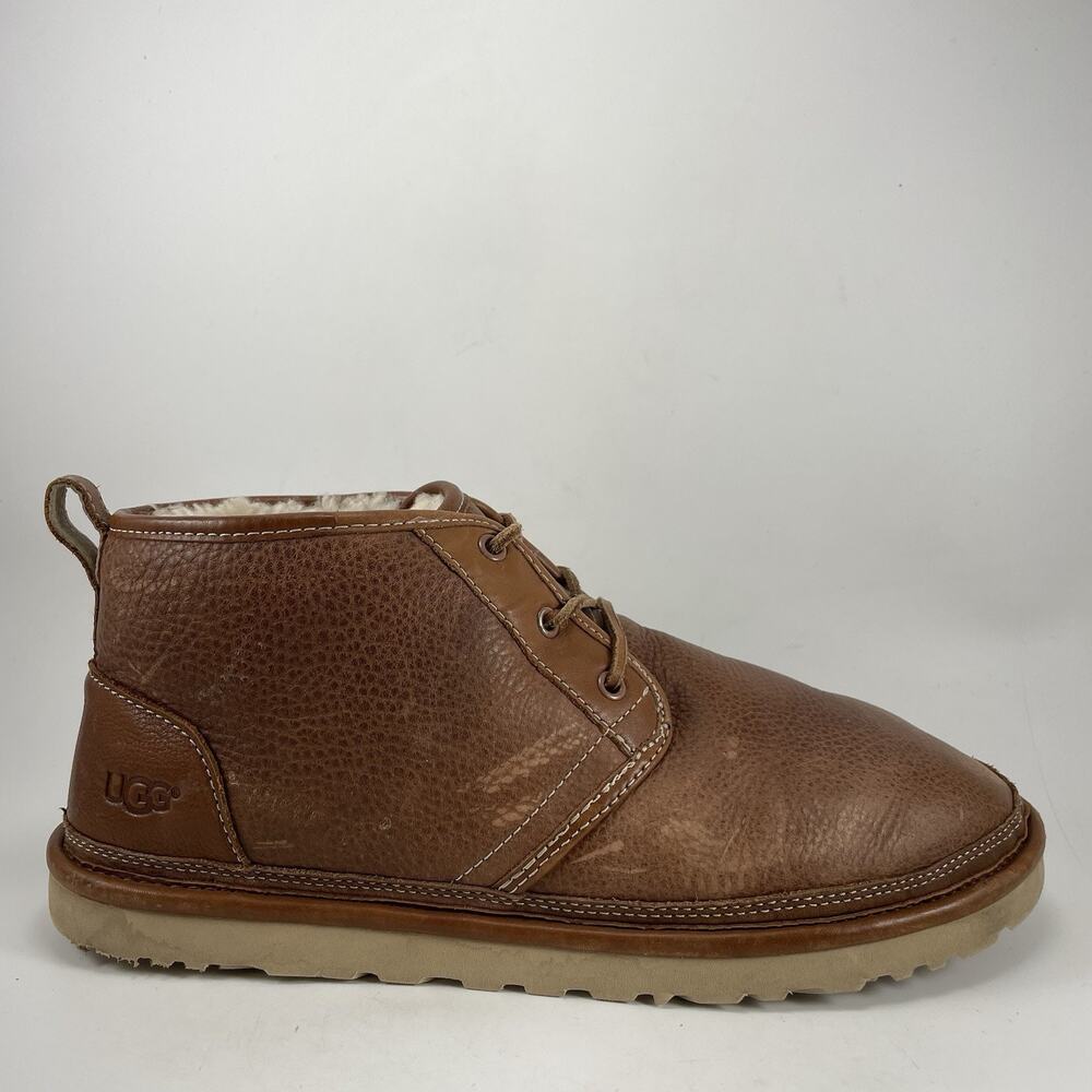 UGG Neumel Waterproof Leather Boots Men's Size 13 Brown Shearling Chukka 1018666